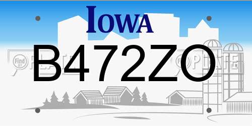 B472ZO Iowa License Plate