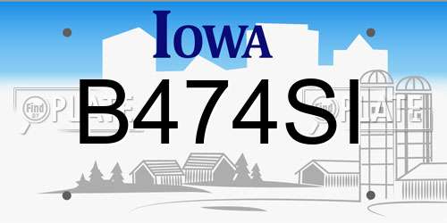 B474SI Iowa License Plate