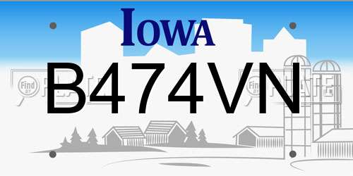 B474VN Iowa License Plate