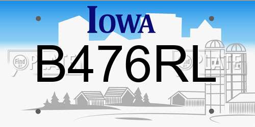 B476RL Iowa License Plate