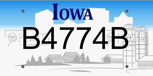 B4774B Iowa License Plate