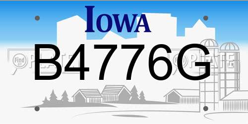 B4776G Iowa License Plate