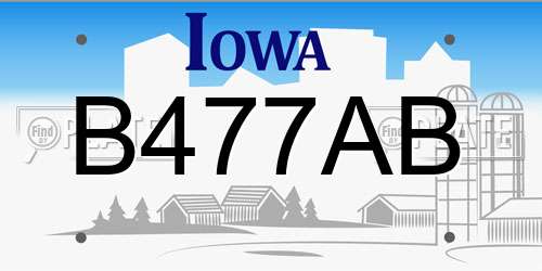 B477AB Iowa License Plate