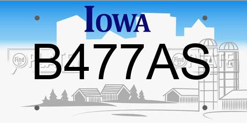 B477AS Iowa License Plate