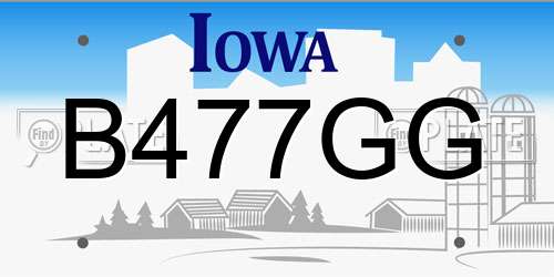 B477GG Iowa License Plate