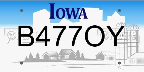 B477OY Iowa License Plate