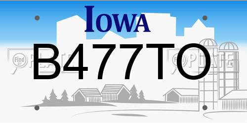 B477TO Iowa License Plate