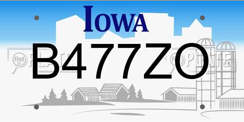 B477ZO Iowa License Plate