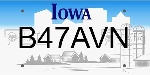 B47AVN Iowa License Plate