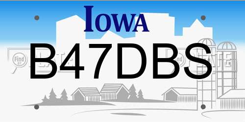B47DBS Iowa License Plate