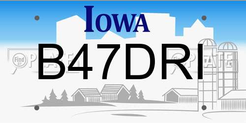 B47DRI Iowa License Plate