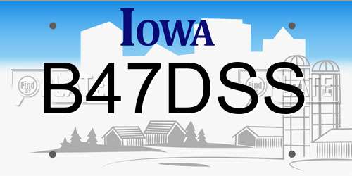 B47DSS Iowa License Plate
