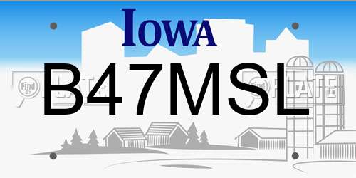 B47MSL Iowa License Plate