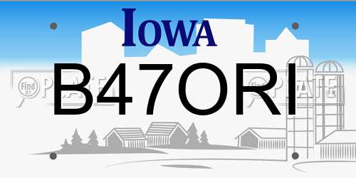 B47ORI Iowa License Plate