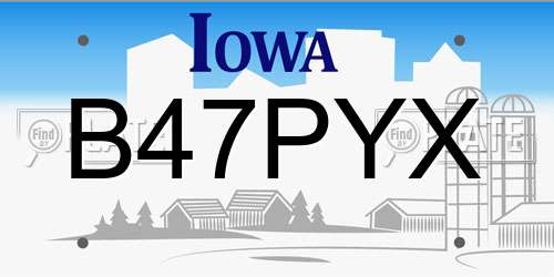 B47PYX Iowa License Plate