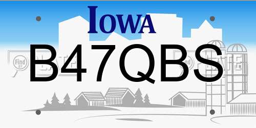 B47QBS Iowa License Plate