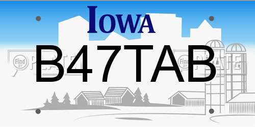 B47TAB Iowa License Plate