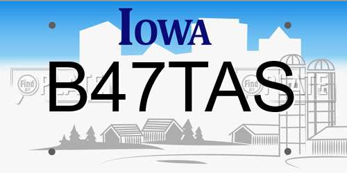 B47TAS Iowa License Plate