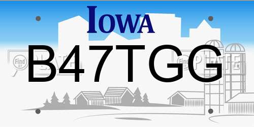 B47TGG Iowa License Plate