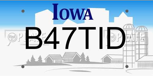 B47TID Iowa License Plate