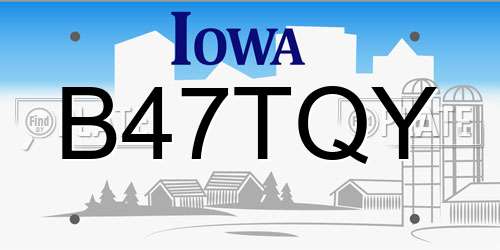 B47TQY Iowa License Plate