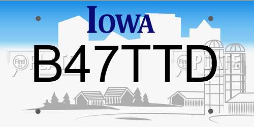 B47TTD Iowa License Plate