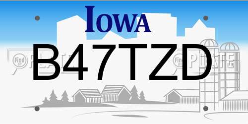 B47TZD Iowa License Plate