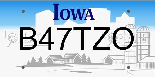 B47TZO Iowa License Plate