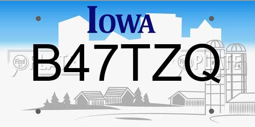 B47TZQ Iowa License Plate