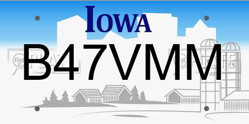 B47VMM Iowa License Plate