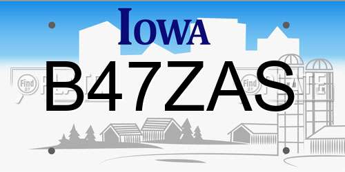B47ZAS Iowa License Plate