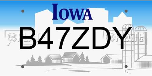 B47ZDY Iowa License Plate