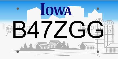 B47ZGG Iowa License Plate