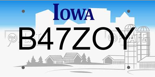B47ZOY Iowa License Plate