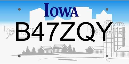 B47ZQY Iowa License Plate