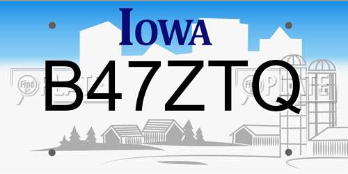 B47ZTQ Iowa License Plate
