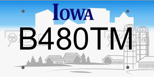 B480TM Iowa License Plate