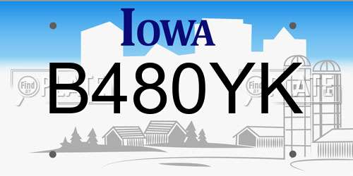 B480YK Iowa License Plate