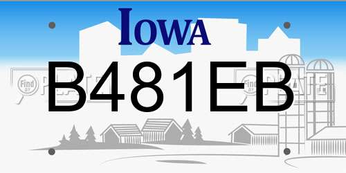 B481EB Iowa License Plate