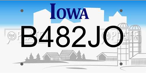 B482JO Iowa License Plate