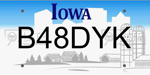 B48DYK Iowa License Plate