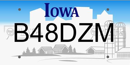 B48DZM Iowa License Plate