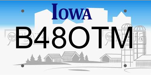 B48OTM Iowa License Plate