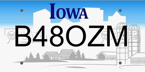 B48OZM Iowa License Plate