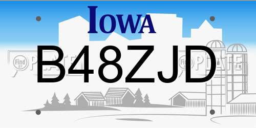 B48ZJD Iowa License Plate