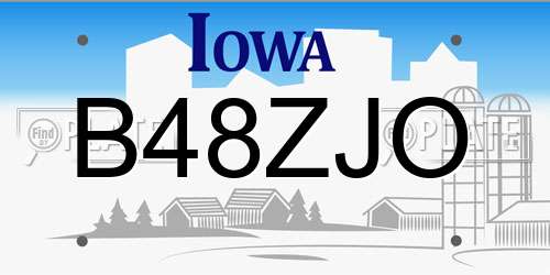 B48ZJO Iowa License Plate