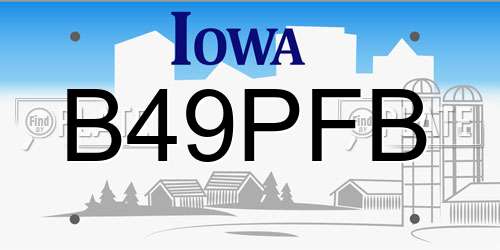 B49PFB Iowa License Plate