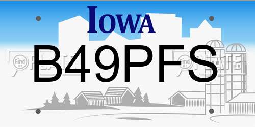 B49PFS Iowa License Plate