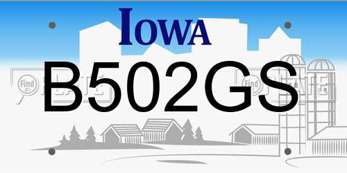 B502GS Iowa License Plate