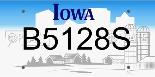 B5128S Iowa License Plate